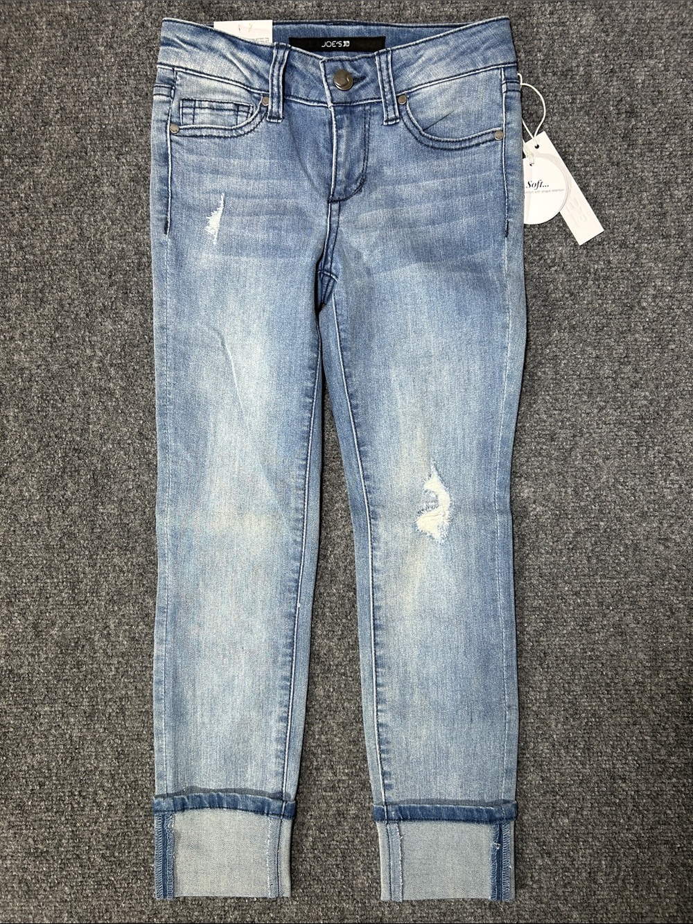 Joe's Jeans The Olivia Lt. Blue Cuffed Mid Rise Convertible Skinny Jeans Kids 10